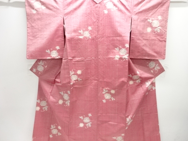 JAPANESE KIMONO / TSUMUGI / WOVEN FLOWER ARABESQUE
